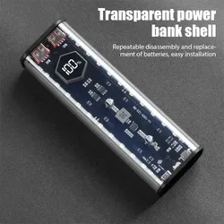 DIY Shell 4* 21700 Transparent Power Bank Holder Portable External Battery Pack with LED Display for iPhone Samsung Android