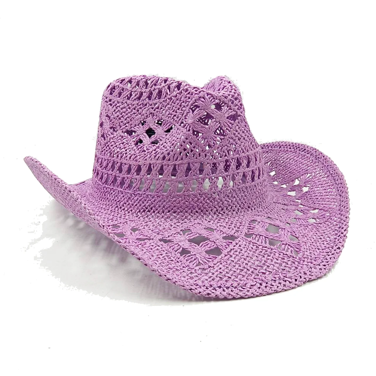 Purple western cowboy straw hat for men and women solid color outdoor summer sunshade jazz hat vaquero hombre