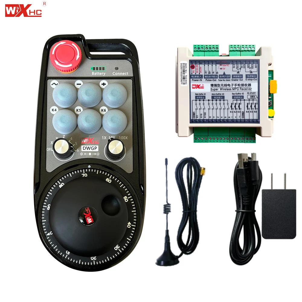 DWGP 6Axis CNC Wireless Mpg Handwheel 433Mhz Rechargeable Manual CNC Controller for Gantry Machine VMC LMC Machining Centre