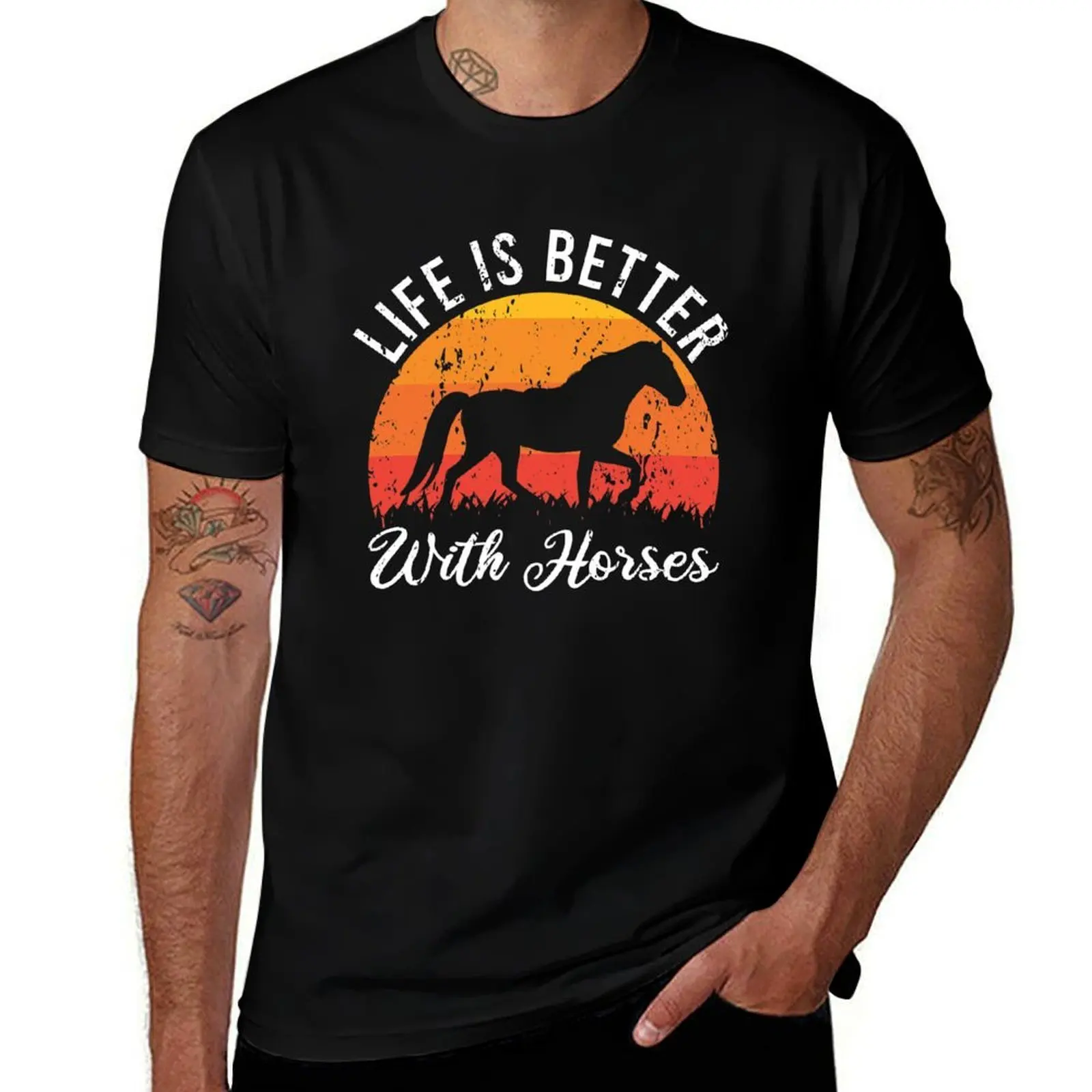 

Life Is Better With Horses Retro Horse Riding T-Shirt t shirts with prints t shirt man plain T-Shirt