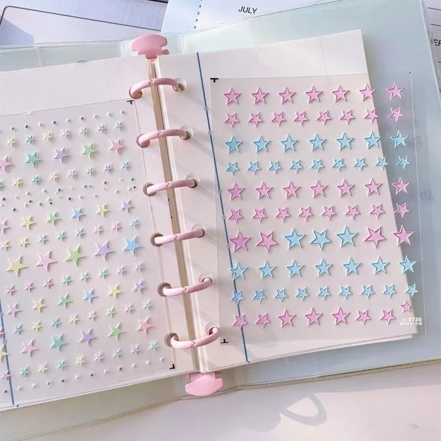 

1pcs 5D Relief Korean Pentagram Nail Art Kawaii Stickers Colorful pentaclel Adhesive Transfer Nail Decorations Slider Decals DIY