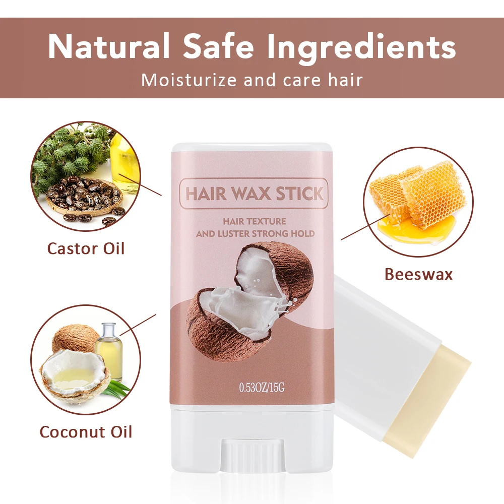 Hair Wax Stick For Wigs Hair Styling Hair Frizz Fixed Fluffy Gel Hair Wax Women/Men/Children Coconut Flavour Non-Greasy Style