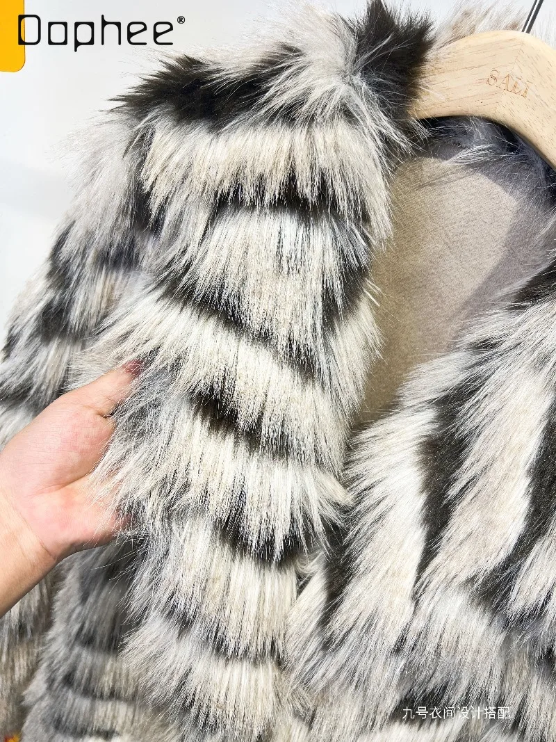 Winter New European Style Mink Fur Coat for Women Fashionable Imitation Mink Fur Warm Loose Jacket Loose Casual Faux Fur Coat