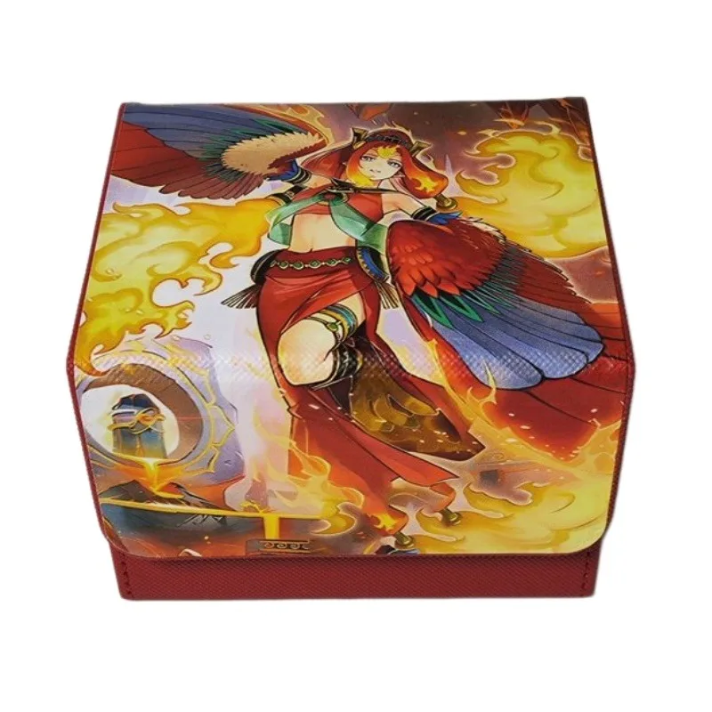 

New Yu-Gi-Oh! DIY Fire King Courtier Ulcanix Leather Magnetic Board Game Card Box TCG OPCG PTCG Game Collection Card Storage Box