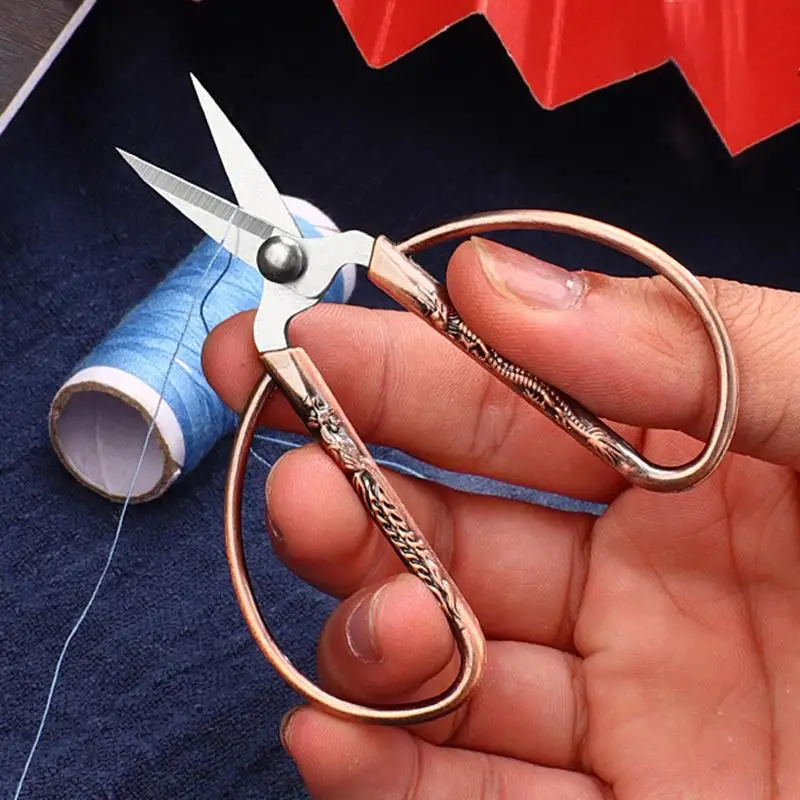 Mini Stainless Steel Sewing Scissors Retro Tailor Thread Embroidery Fabric Needlework Scissor Household Sewing Accessories