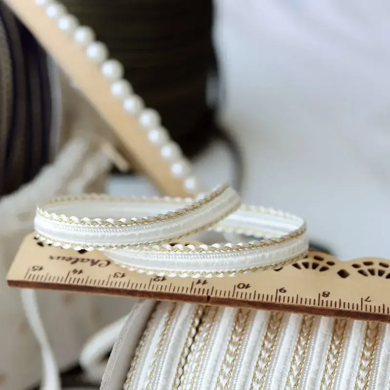 Braided Lace Ribbon for Home Decoration, Black Gold Trim, Sewing Centipede, DIY Clothes, Curve Lace Accessories Party Decoration