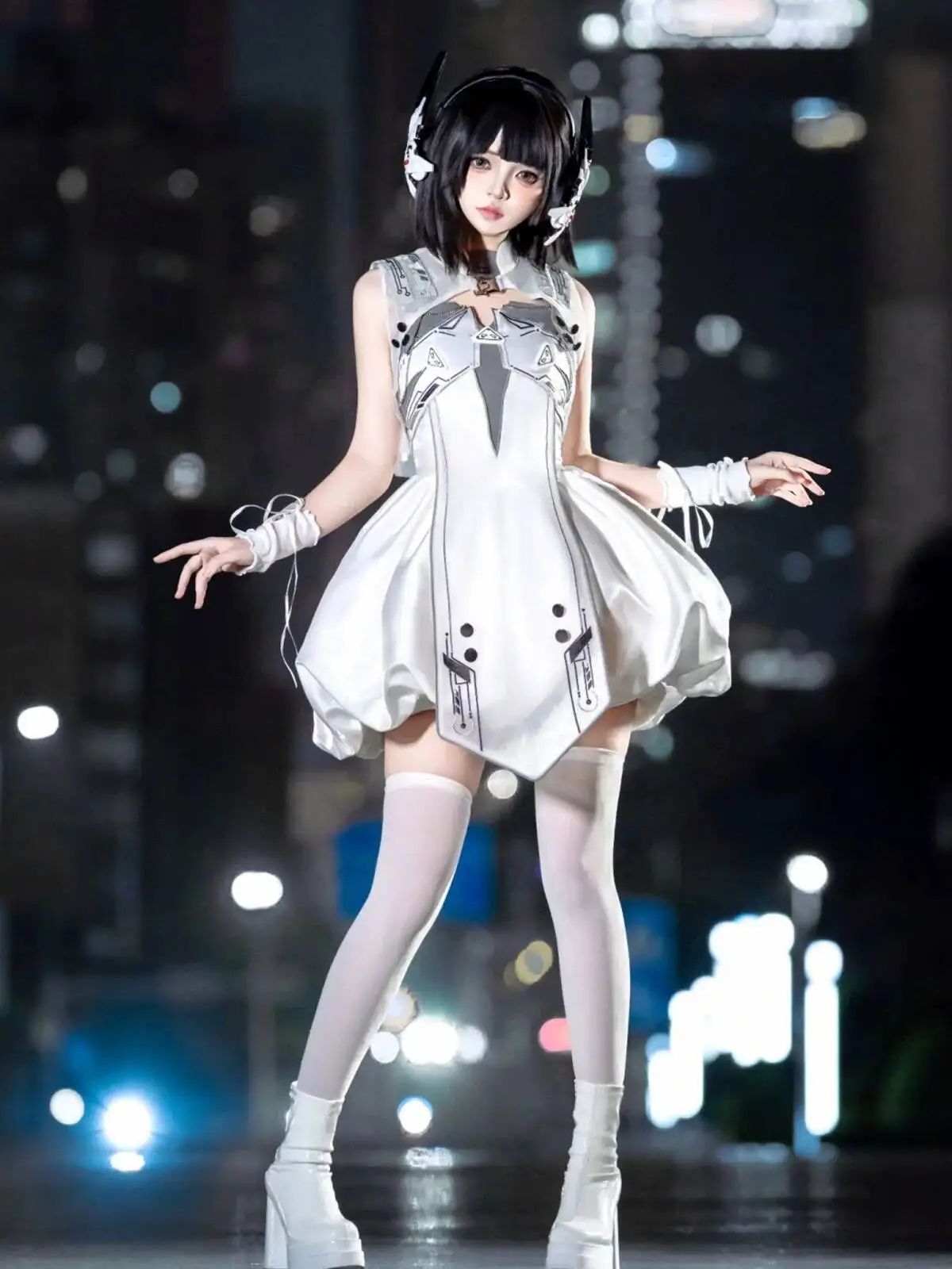 New Lolita Technology Light Domain Cyberpunk Science Fiction Functional Style Bud Dress Sweet But Cool Futuristic Fashion Women