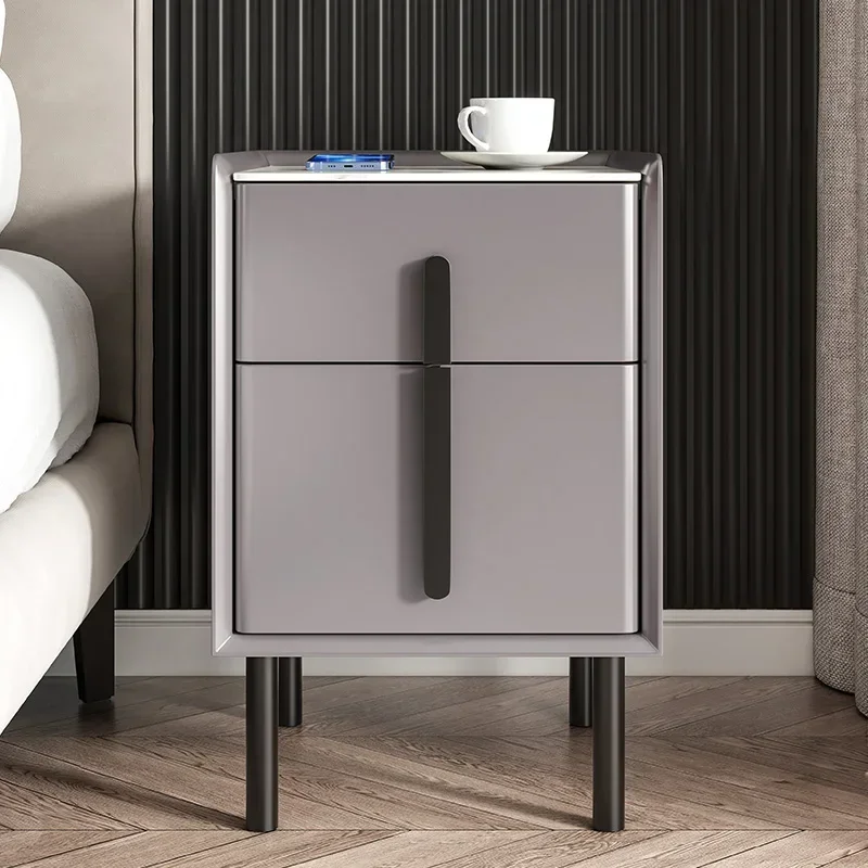 Light Luxury and Minimalist INS Style New Rock Plate Narrow Bedside Table Modern and Minimal Mini Lacquered Solid Wood