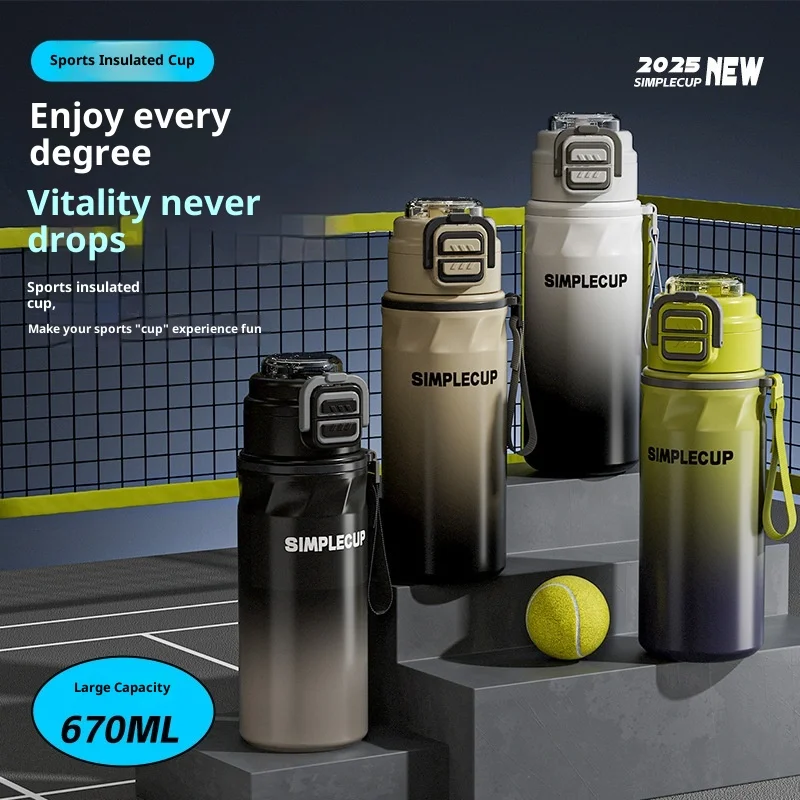 

316 Stainless Steel High-Value Trendy Insulated Cup Outdoor Sports Bottle Large Capacity Convenient Dual-Drink-Up Wate