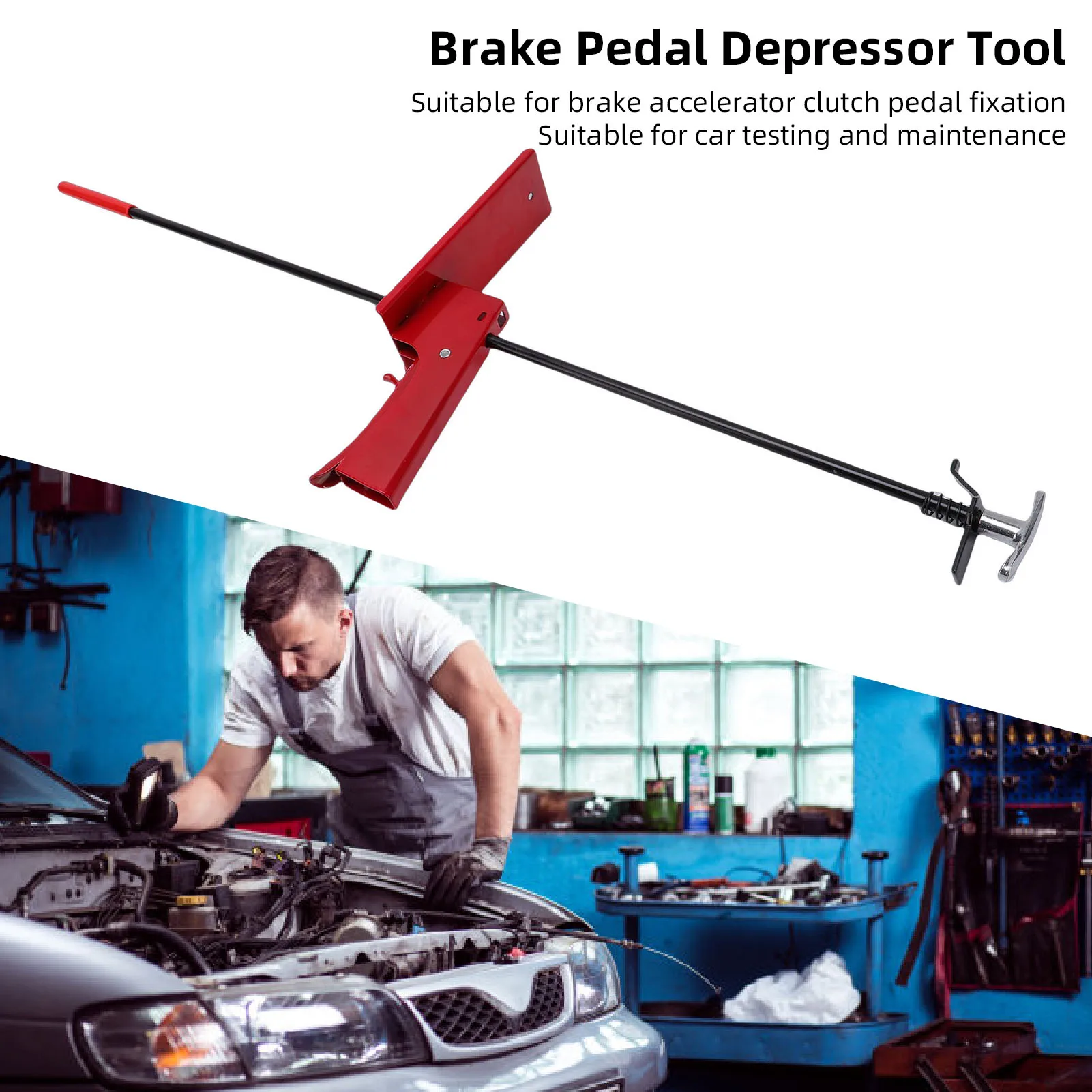Brake Pedal Depressor Tool Adjustable 29in Carbon Steel Throttle Pedal Depressor Tool for Car Testing and Auto Maintenance 1pcs view 4