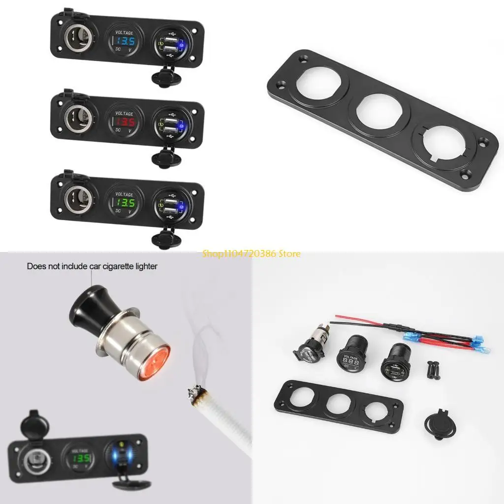 

K0EA Автомобильная панель розеток Dual QC3.0 USB Быстрое зарядное устройство со светодиодным вольтметром Водонепроницаемый