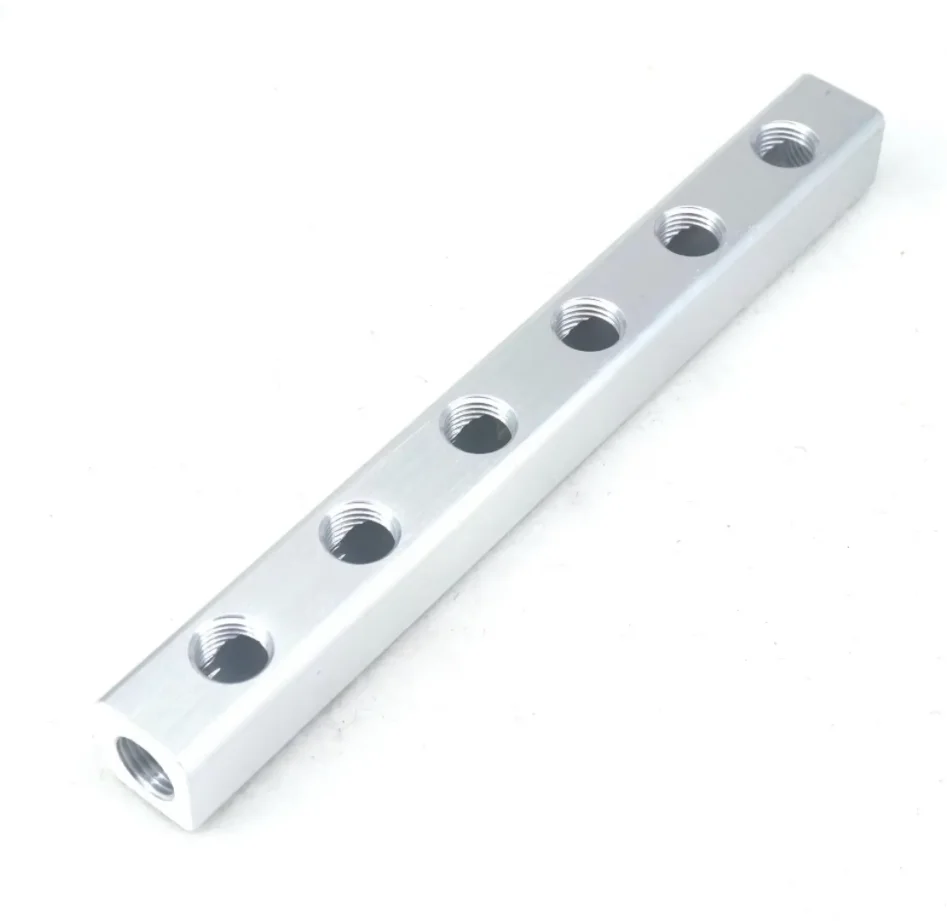 20x20mm 1/4 "BSP 2/3/4/5/6/7/8/9 Weisen Aluminium Pneumatische Fitting Verteiler Block Splitter Air Wasser Gas Öl – Detail 2