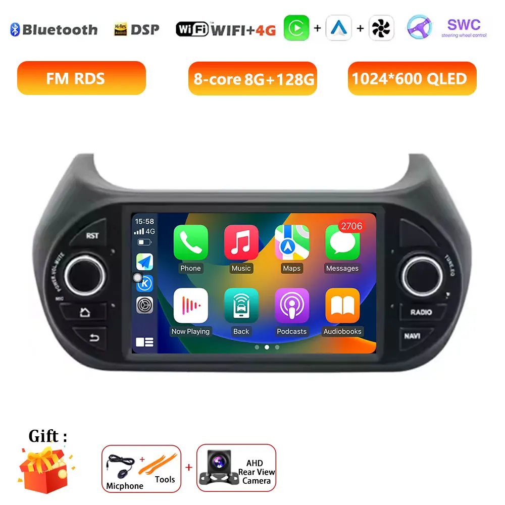 7 "Android Auto Radio Voor Fiat Fiorino Qubo Citroen Nemo Peugeot Bipper 2008-2017 Stereo GPS Carplay multimedia Video Autoradio