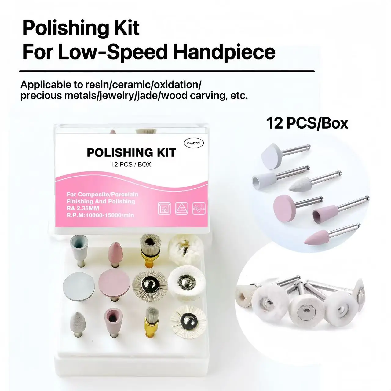 Multi-function Polishing Kit 12PCS Silicone & Wool Nylon Brush Buffing Set for Resin Acrylic Craft Jewelry Polishing Tools