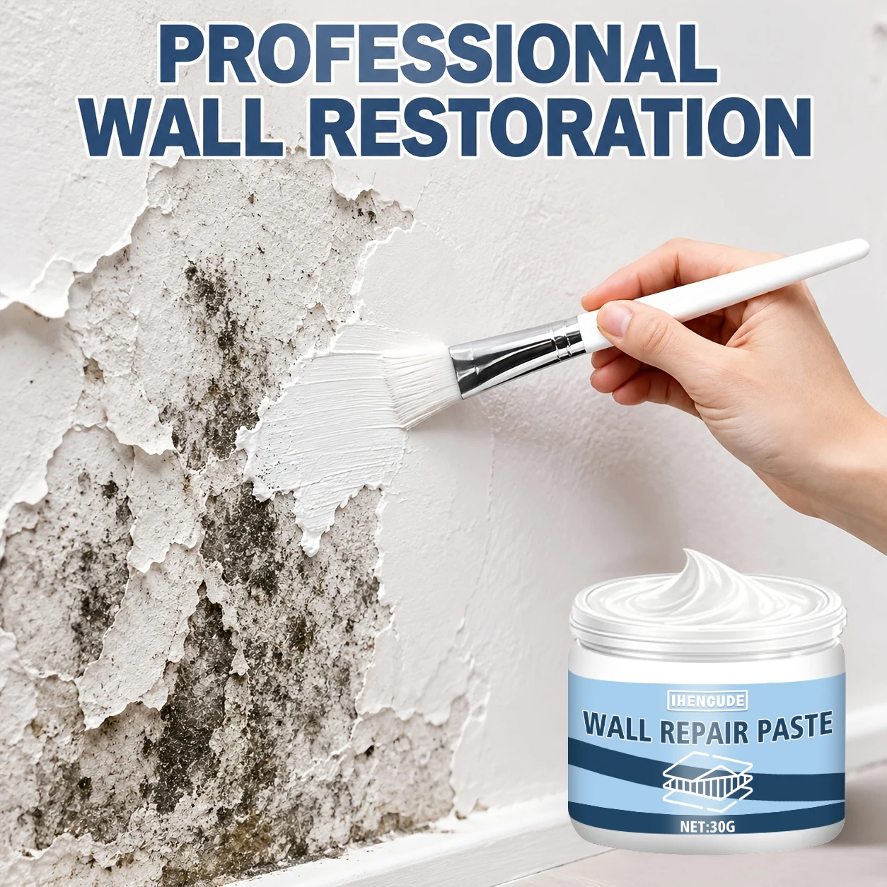 Upgraded Professional Wall Repair Product, Easily Restores the Smoothness of Wooden Furniture and Walls, Crack-Resistant, Convenient to Apply, Effectively Repairs Various Cracks, Peeling, and Holes in Walls and Wooden Furniture, Repairs Blackened Walls, Footprints, Graffiti, Scratches, and Scuffs, Easy to Apply, DIY Wall Repair Paste, No Professional Skills Required, Repairs Wall Holes, Cracks, and Peeling Surfaces