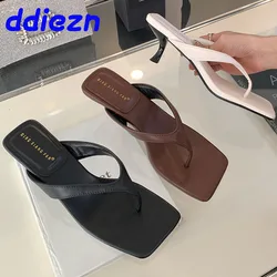 女性用ミディアムヒールサンダル,女性用シューズ,パンプス,サマースリッパ,ファッショナブル,2024