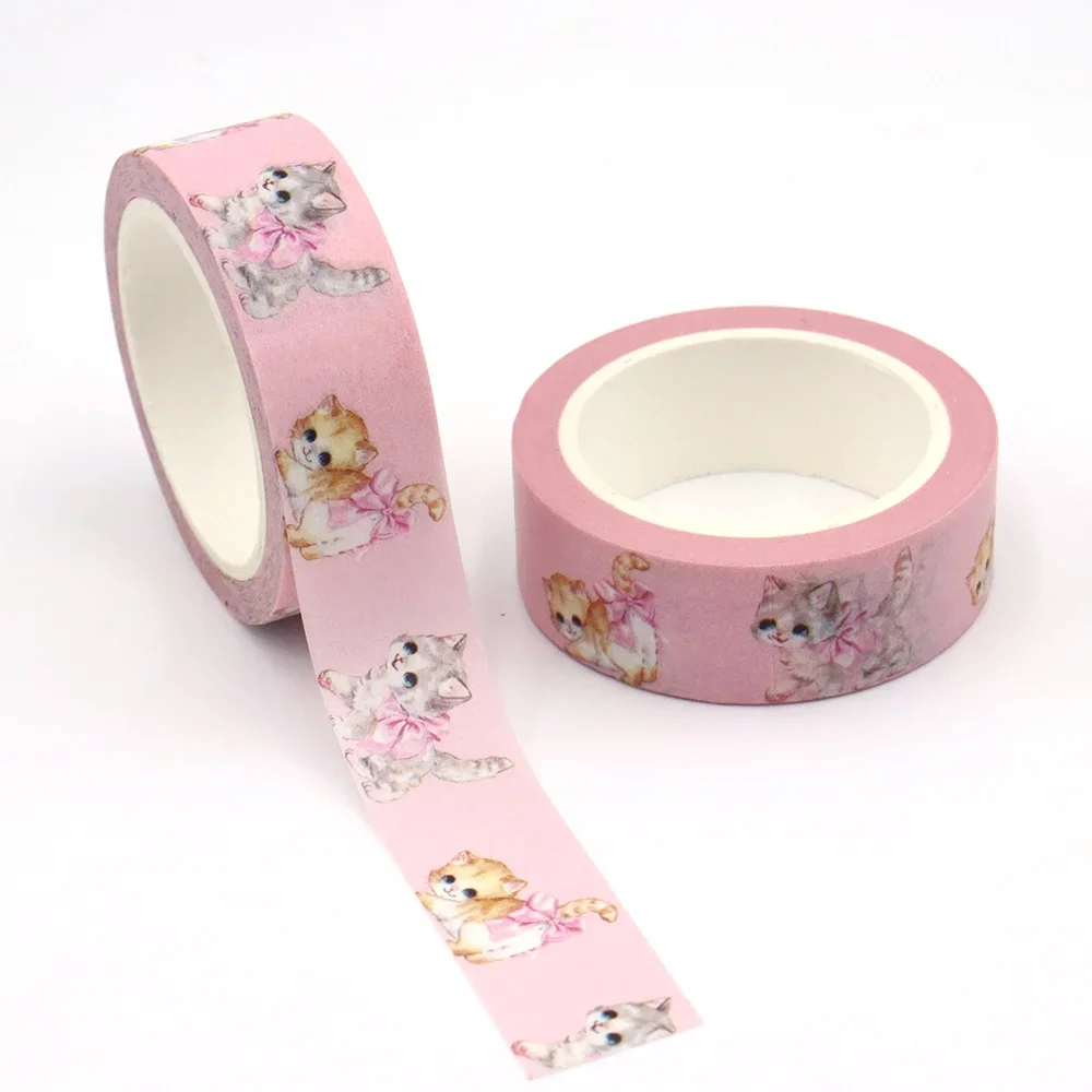 NEW 1PC 15mm x 10m Valentine Floral Cats Masking Adhesive office supplies scrapbooking stationary Washi Tapes