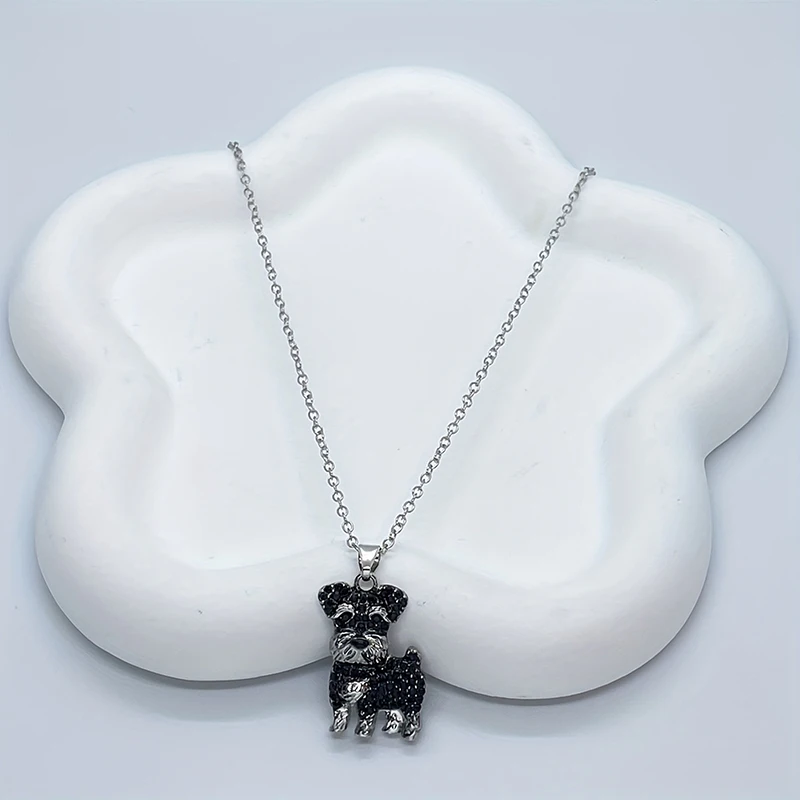 1Pc Cartoon Pet Puppy Necklace Exquisite And Lovely Ladies Schnauzer Pendant Animal Accessories Gifts For Dog Lovers