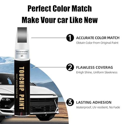 Chroma Caviar Dark Gray Metallic(XF) Touch Up Paint Compatible with Lincoln Exact Match Touch Up Paint Car Scratch Repair