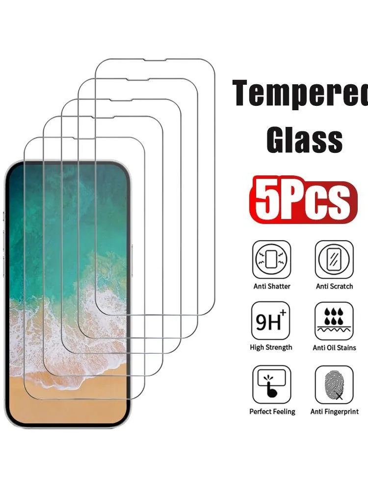 5 Stuks Gehard Glas Voor Iphone 17 16 15 14 13 12 Pro Max Screen Protector Voor Iphone 12 13 Mini 14 Plus 14 Pro Glas - afbeelding 2
