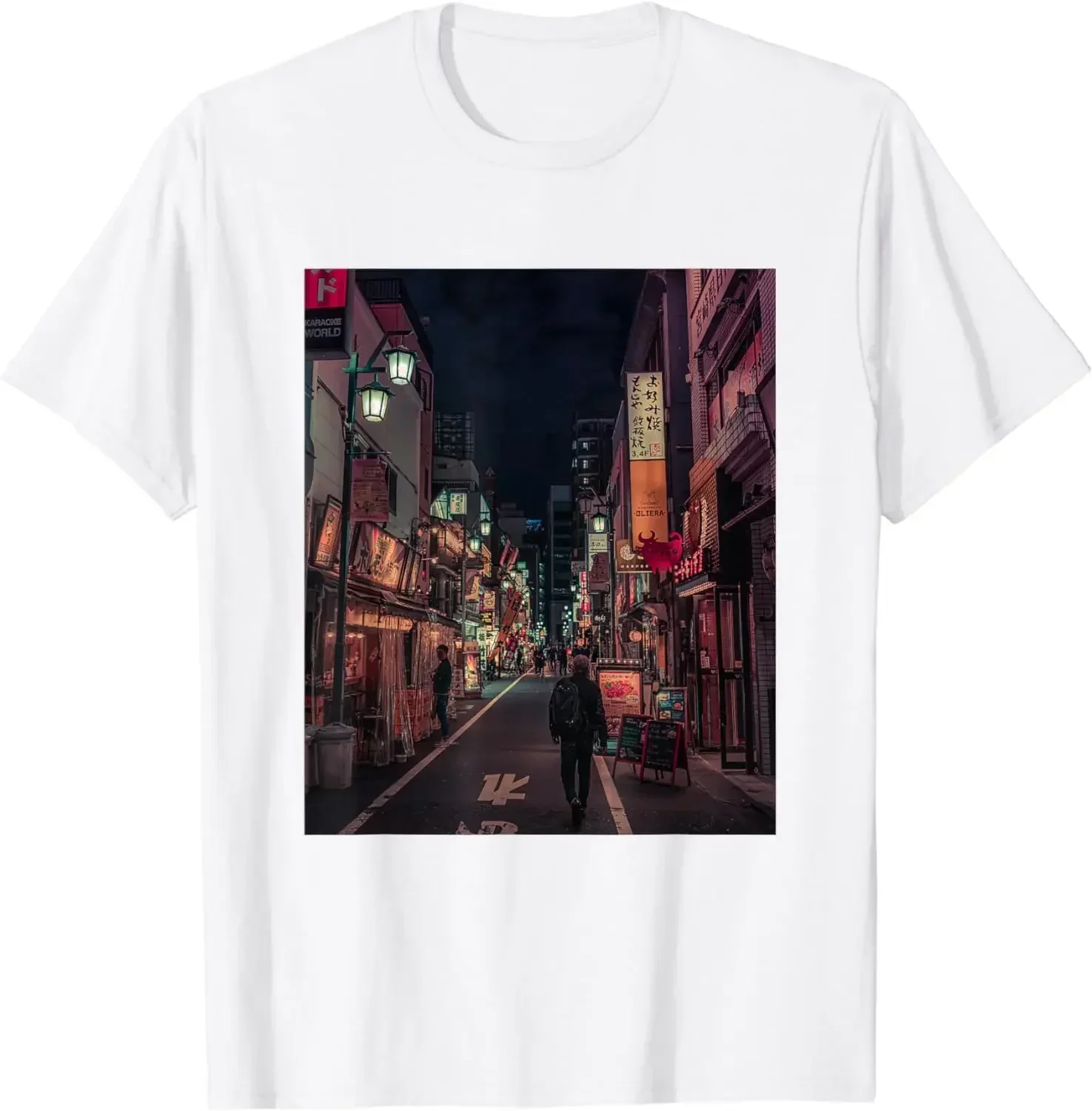 90's Lofi Tokyo Japanese Streetwear Aesthetic Colorful Night T-Shirt  Women Clothes  Shirts for Women  Vintage  Ropa De Mujer