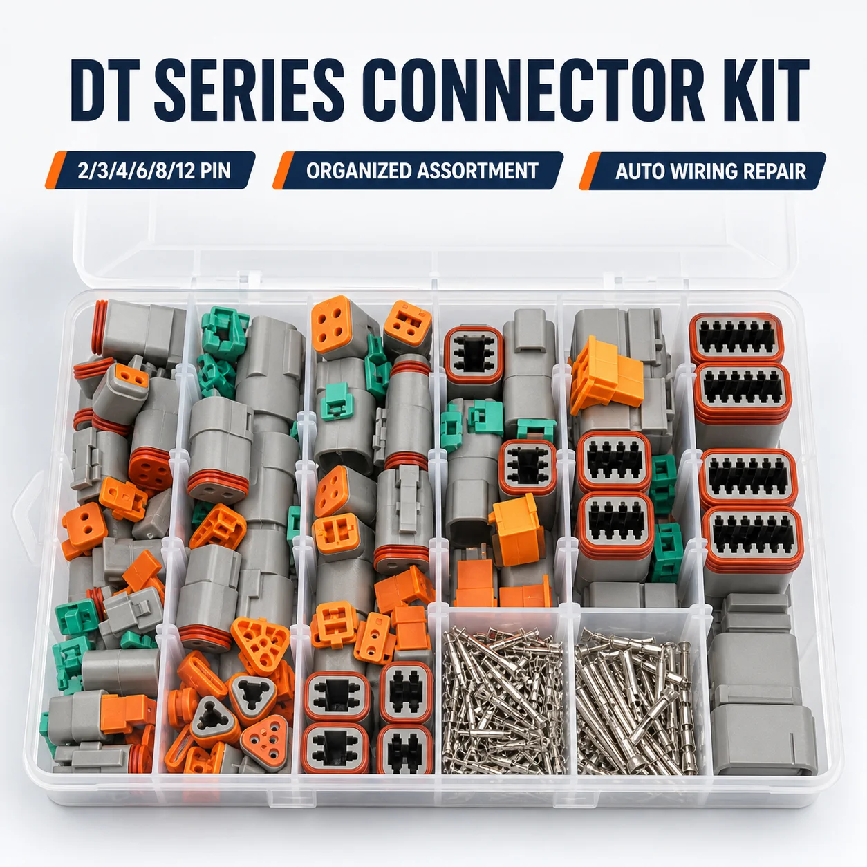 DT Series Auto Connector Kit 2 3 4 6 8 12 Pin Sealed Electrical Wire Harness Plug Socket Assortment for Car Bus Truck Repair DIY
