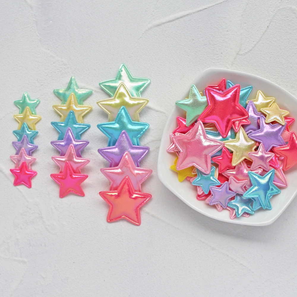 100pcs 18/25/26/33mm Glitter Padded Star Applique Party Supply Birthday DIY Craft Handmade Tailoring Accessories Baby Hair Clips