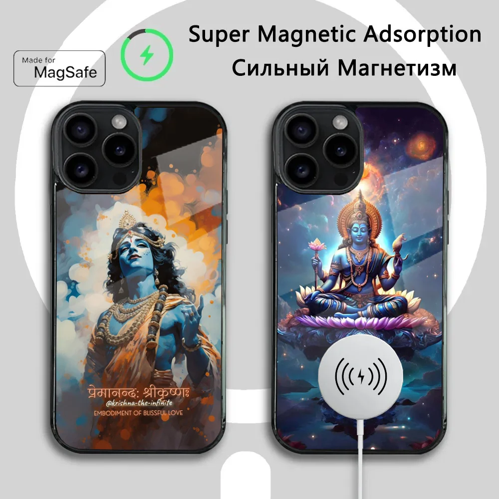 Vishnu Hare Krishna Phone Case For iPhone 16 15 14 13 12 11 Plus,Pro,Max Mini Magsafe Magnetic Wireless Charging