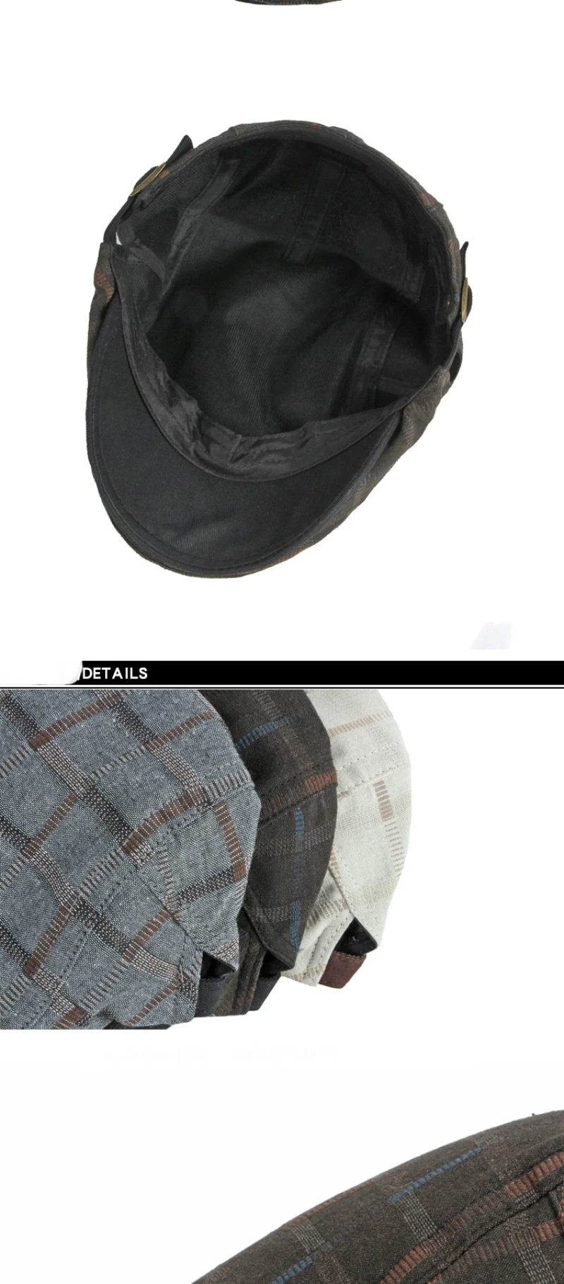 HT4063 Berets Männer Frauen Kappe Frühling Sommer Hut Männlich Weiblich Baskenmütze Kappe Einstellen Plaid Künstler Maler Baskenmütze Hut Flache Kappen – Detail 9
