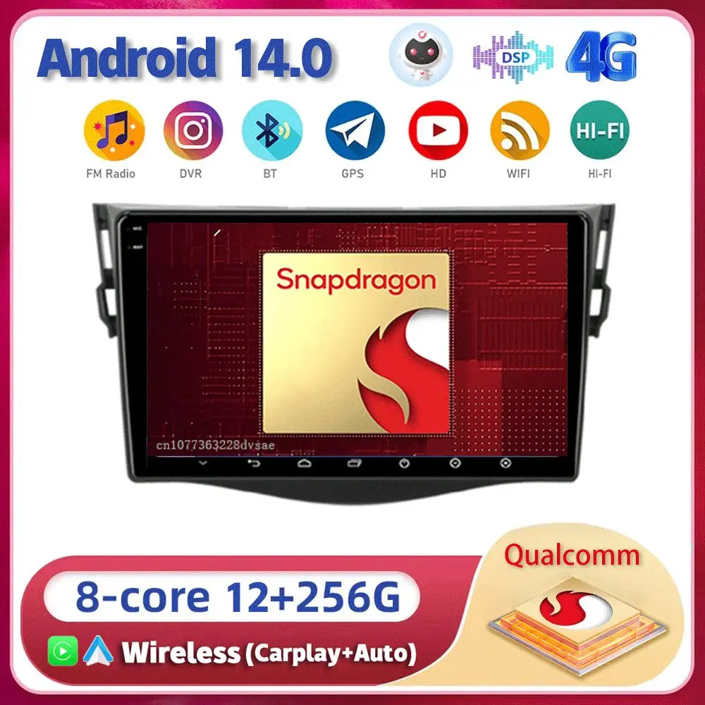 

Автомагнитола Carplay 2DIN на Android 14 с поддержкой Wi-Fi и 4G для Toyota RAV4 Rav 4 2005-2013, мультимедийный видеоплеер с GPS, стерео, головное устройство DSP