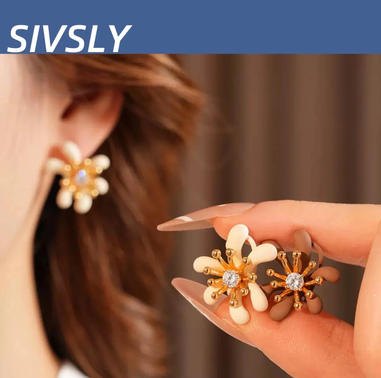 

Floral stud earrings: fashionable, elegant, sweet, and charming; luxurious and high-end ear accessories for women.
