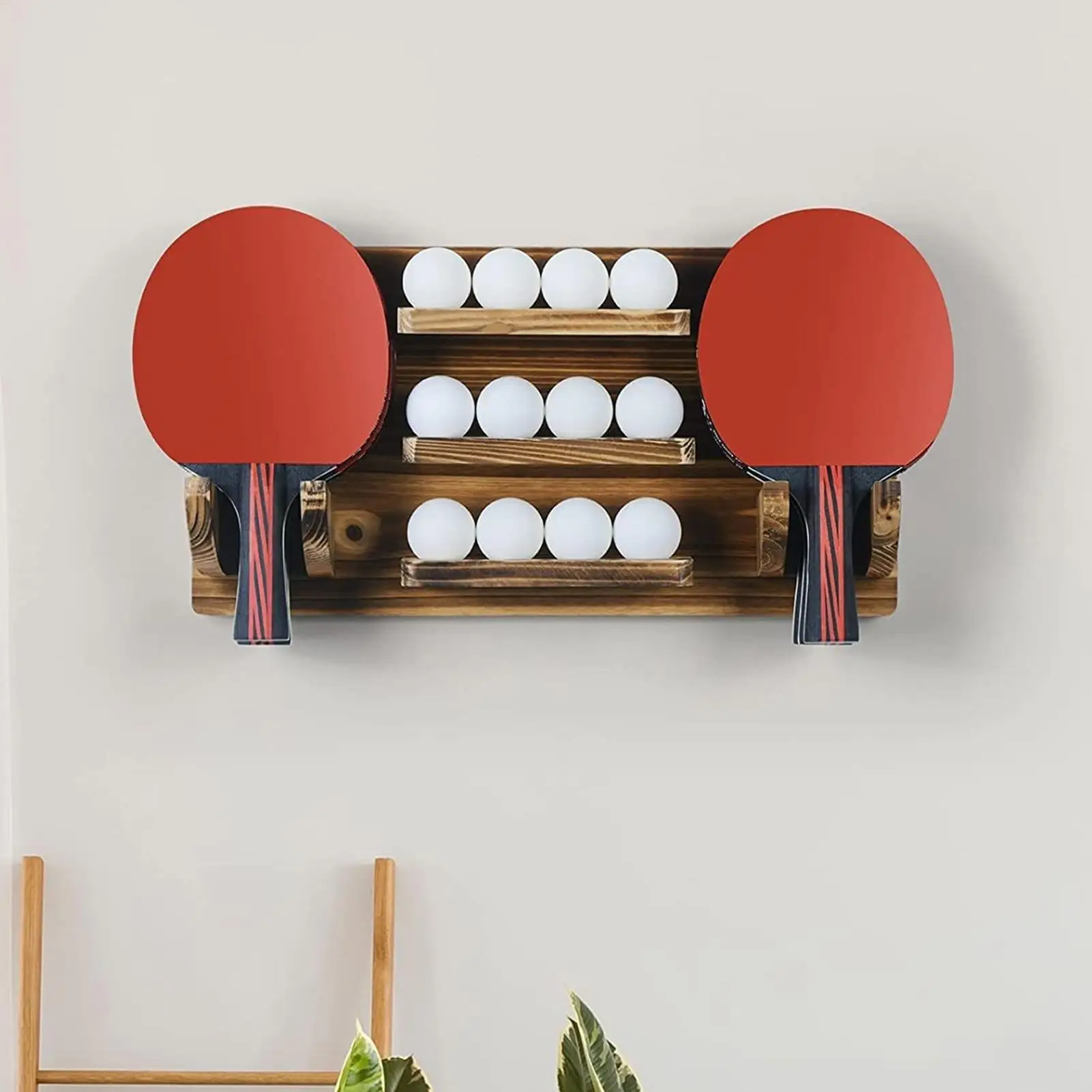 new Table Tennis Paddle Holder Large Capacity Display & Storage For 6 Racquets 12 Balls, Compact Racket Mount Organizer