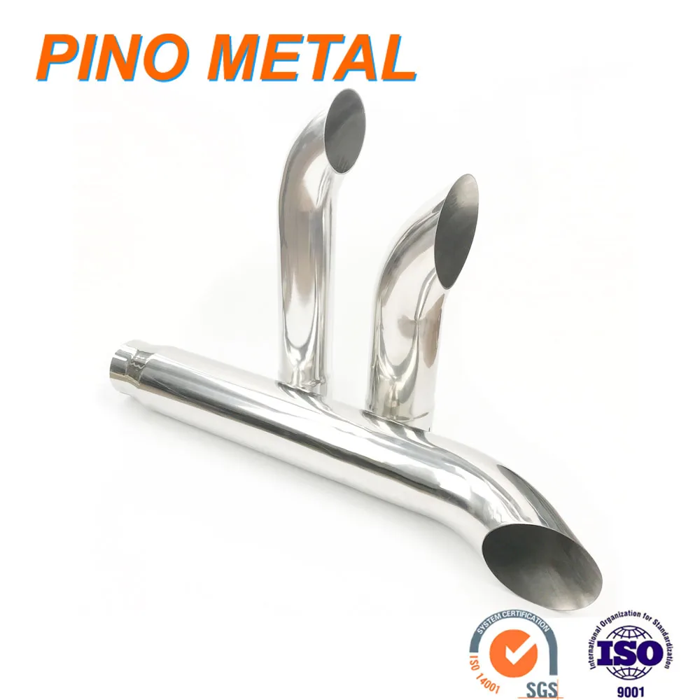 Aftermarket Semi Truck Chrome Curved Top Exhaust Stacks For Peterbilt