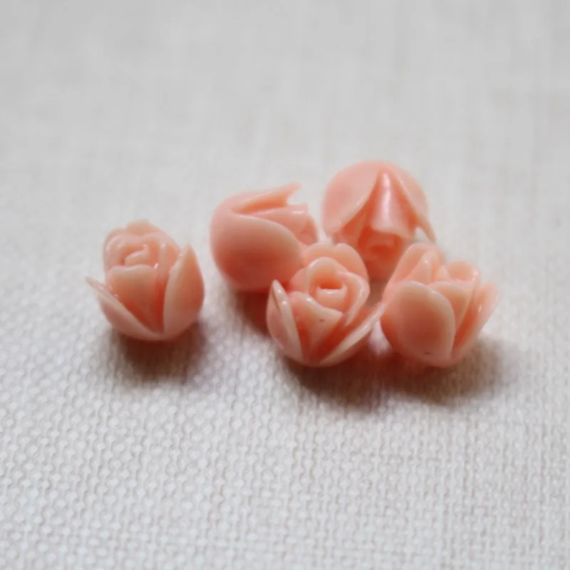 20pcs 7mm Artificial Coral Tulips Flower Beads Color Cabochon Pink Mix color Fashion Beads  for Jewelry making DIY Accessoires