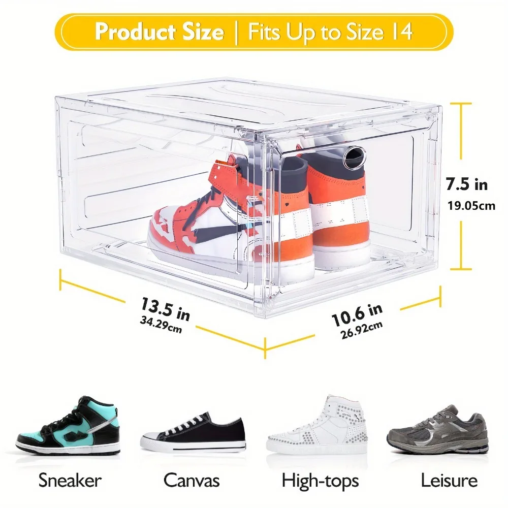 Shoebox clear plastic stackable shoebox storage box storage box suitable for closet, shoe display case, sneaker storage box,