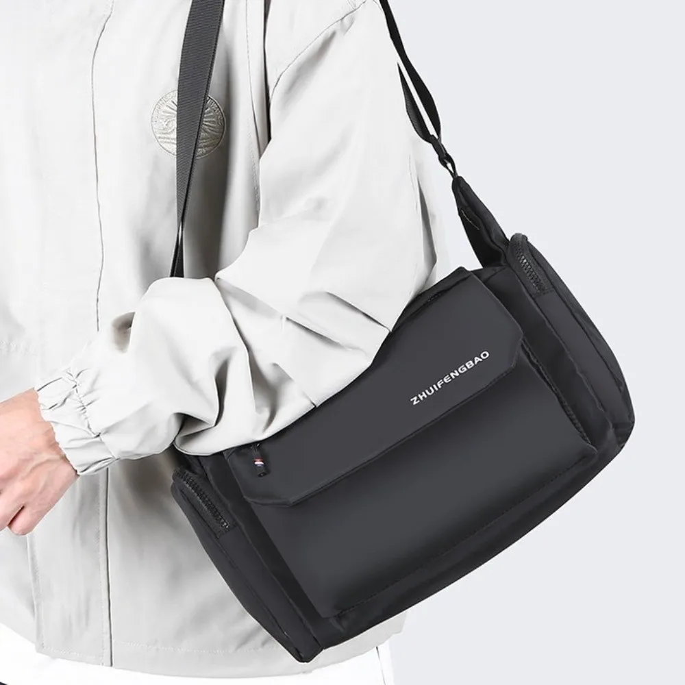 

Waterproof Men Crossbody Bag Large Capacity Phone Pouch Student Shoulder Bag with Multiple Pockets Black Grey Messenger Bag