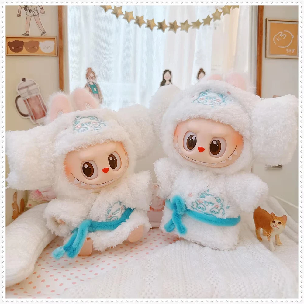 

For 15/17cm Labubu Clothes Cartoon Sweat Steaming 3Pcs Set Cute Idol Doll Clothes Accessories Toys Gilrs Fans Gifts