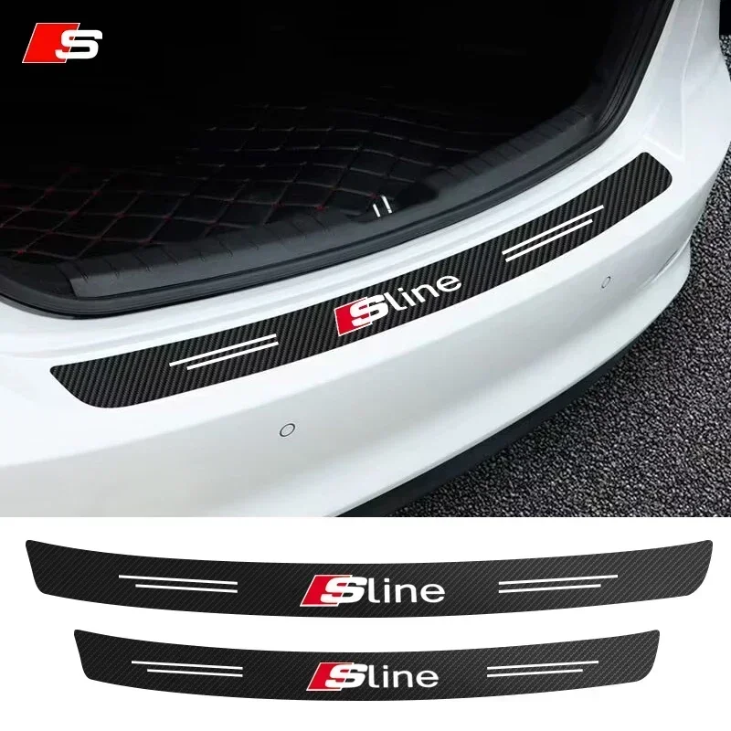 

Car Tail trunk Rear Bumper Protector Carbon fiber Sticker For Audi Sline TT A1 A2 A3 A4 A5 A6 A7 A8 8P B6 B7 Q3 Q5 Q7 Car Goods