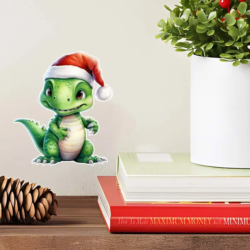 Christmas Dinosaur Wall Sticker Bathroom Toilet Decor Living Room Cabinet Refrigerator Home Decoration Decals Stickers S415