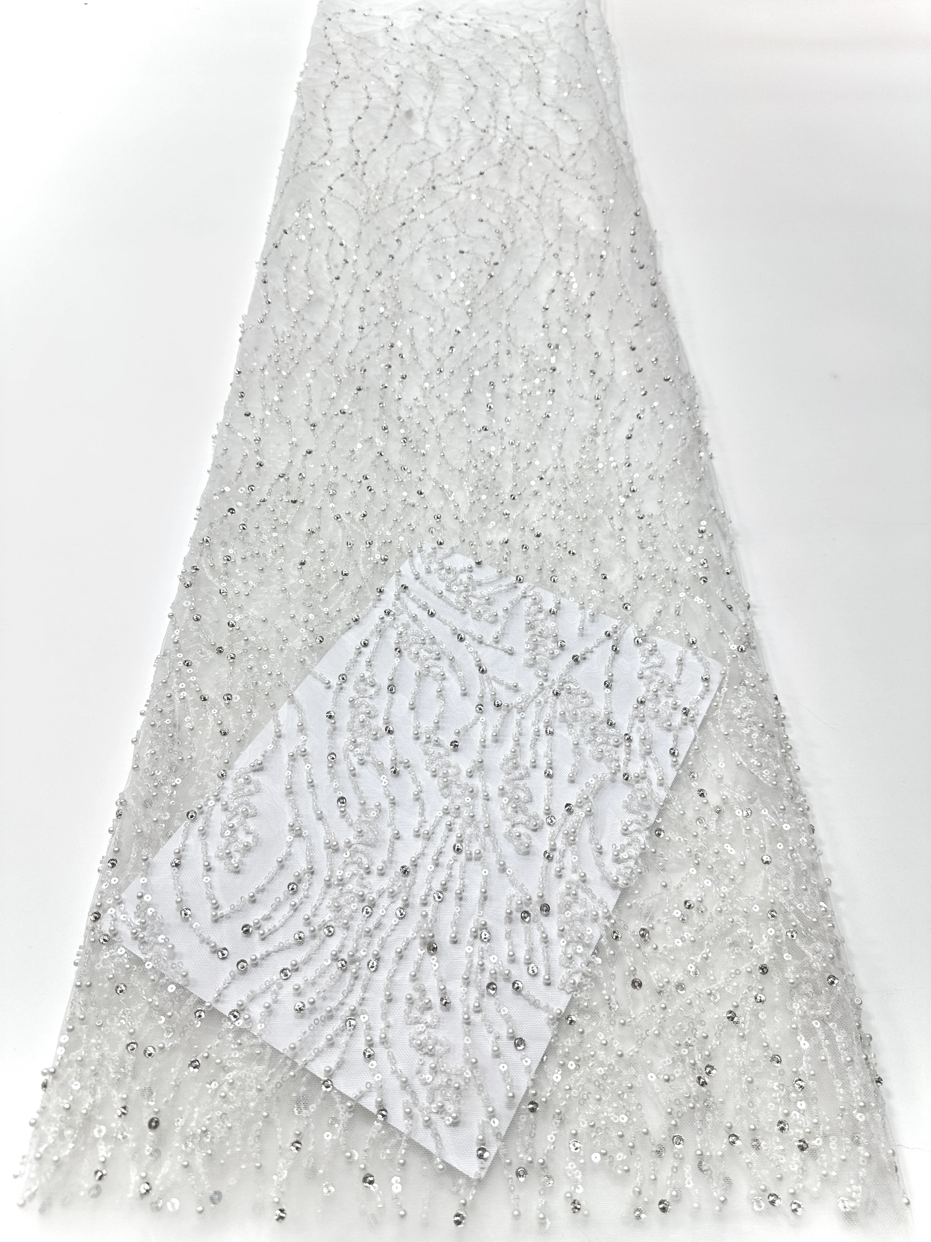 قماش دانتيل ترتر مطرز ثقيل مصنوع يدويًا فرنسي فاخر 2026 على الطراز النيجيري الأفريقي لمواد خياطة فستان الزفاف