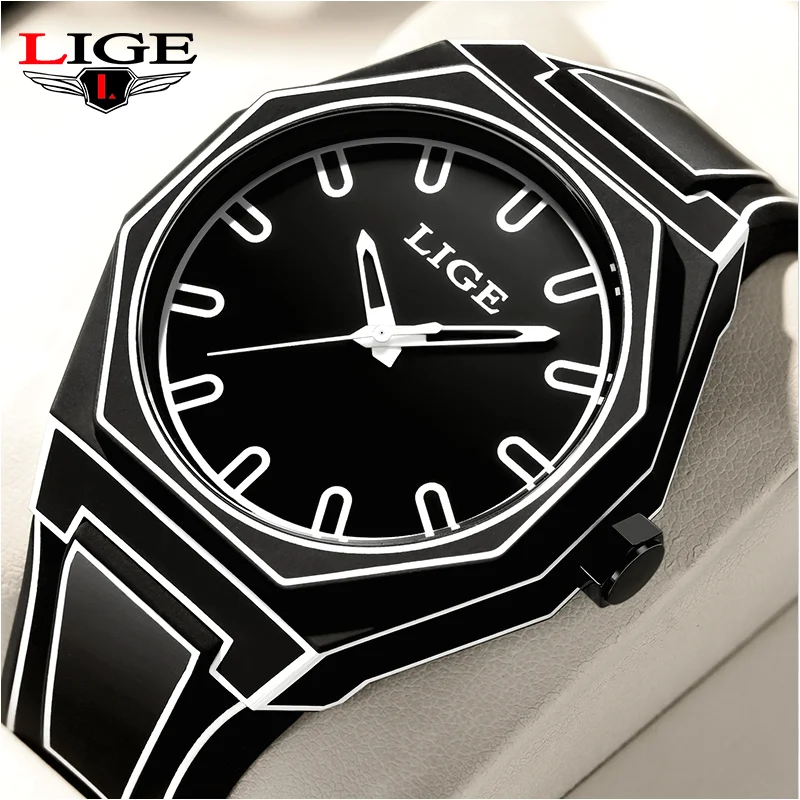 

LIGE Simple Man for Watches Comic Design Mens Quartz Wristwatches Waterproof Outdoor Sports Fashion Men For Watches Casual Clock