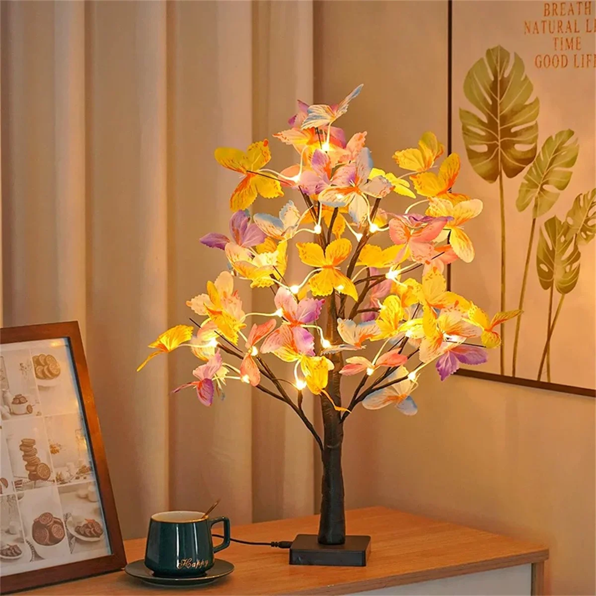 24LED simulation butterfly tree light USB battery box dual-use suitable for bedroom, living room, desktop decoration light