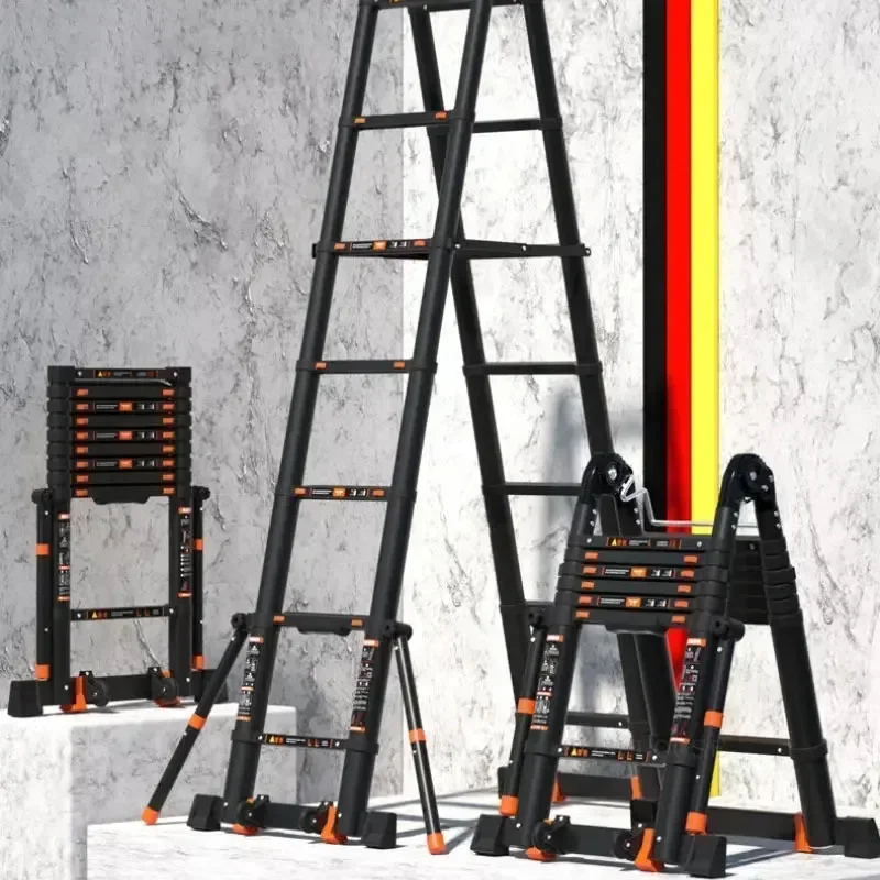 Folding Aluminum Ladders Home Thickened Telescopic Step Ladders with Hook Kitchen Furniture Indoor Engineering Folding