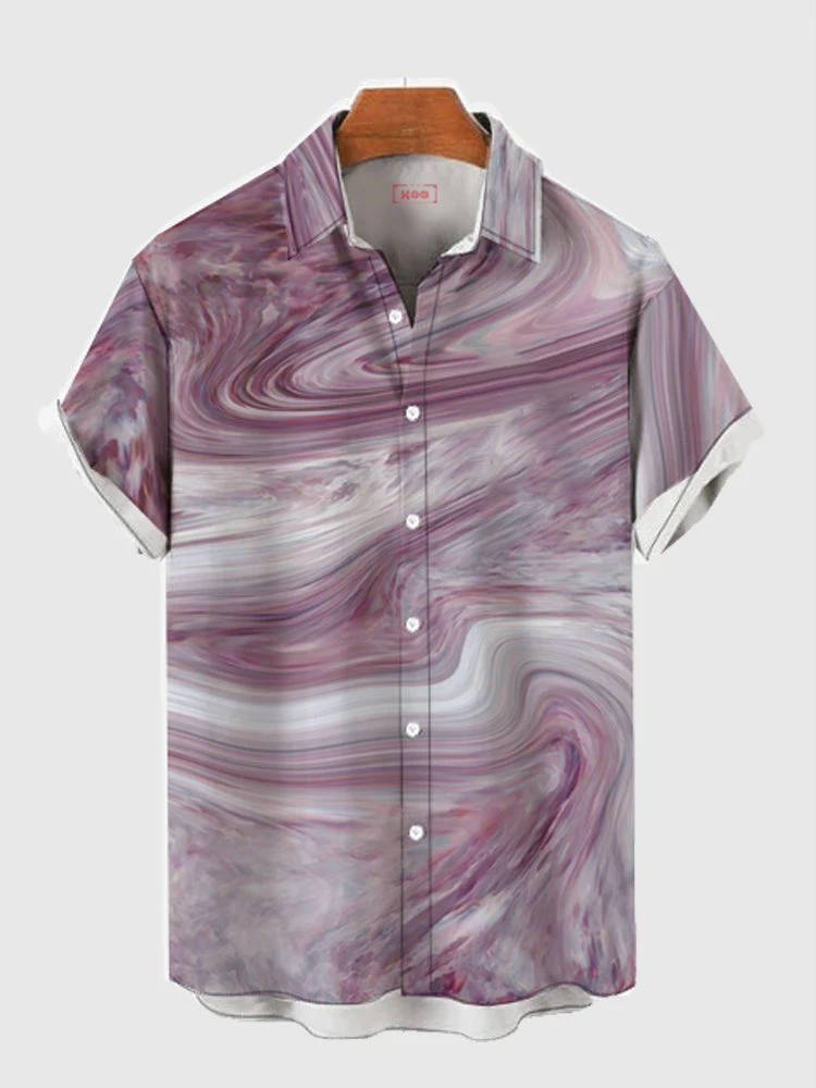 Camisa de praia de manga curta masculina, estampada, céu estelar, pintura a óleo, havaiana, folclórica, casual, artística, verão, 2024