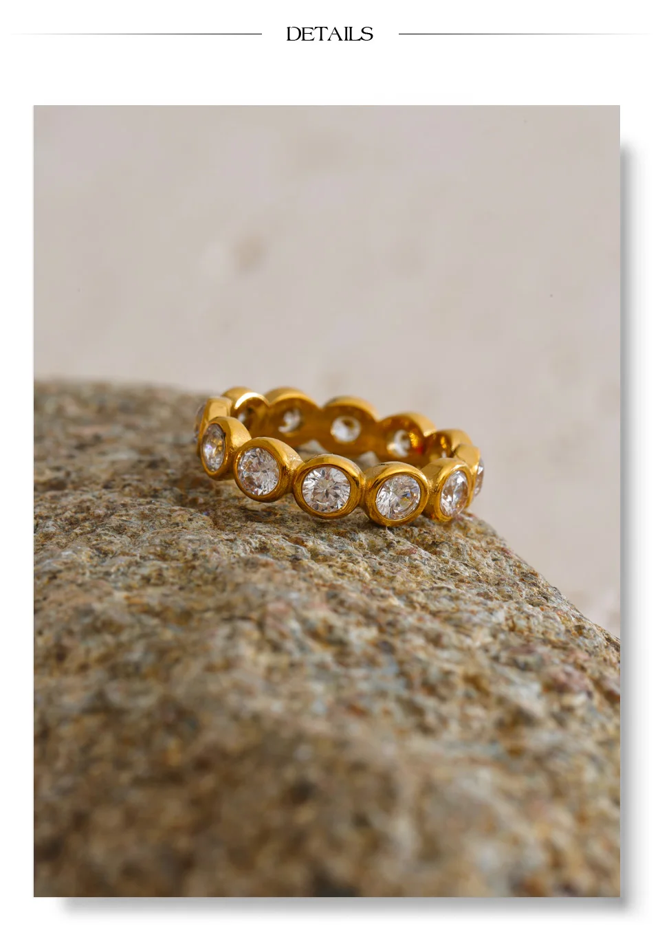 Yhpup Größe 678 Edelstahl-Ring mit kubischem Zirkonia, rund, hochwertig, für den Alltag, modisch, Premium-Schmuckzubehör für Damen – Detail 9