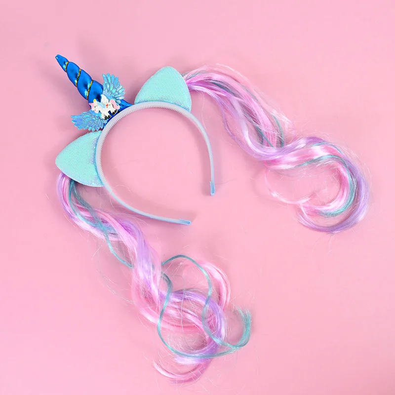 Fascia per capelli unicorno ragazza carina cerchio per capelli paillettes fasce per capelli accessori regali di compleanno per bambini decorazione