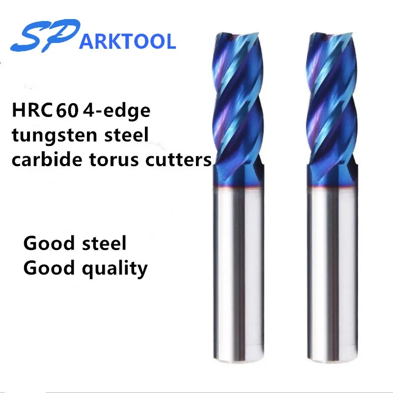 Fresa de Topo Plana de Carboneto de Tungstênio HRC60 com 4 Cortes para CNC, Ferramenta para Metal e Aço, Fresa para Router, Ferramenta de Fresagem