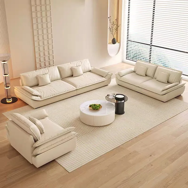 Sofa Italian minimalist living room technology cloth, straight row living room sofa small apartment household