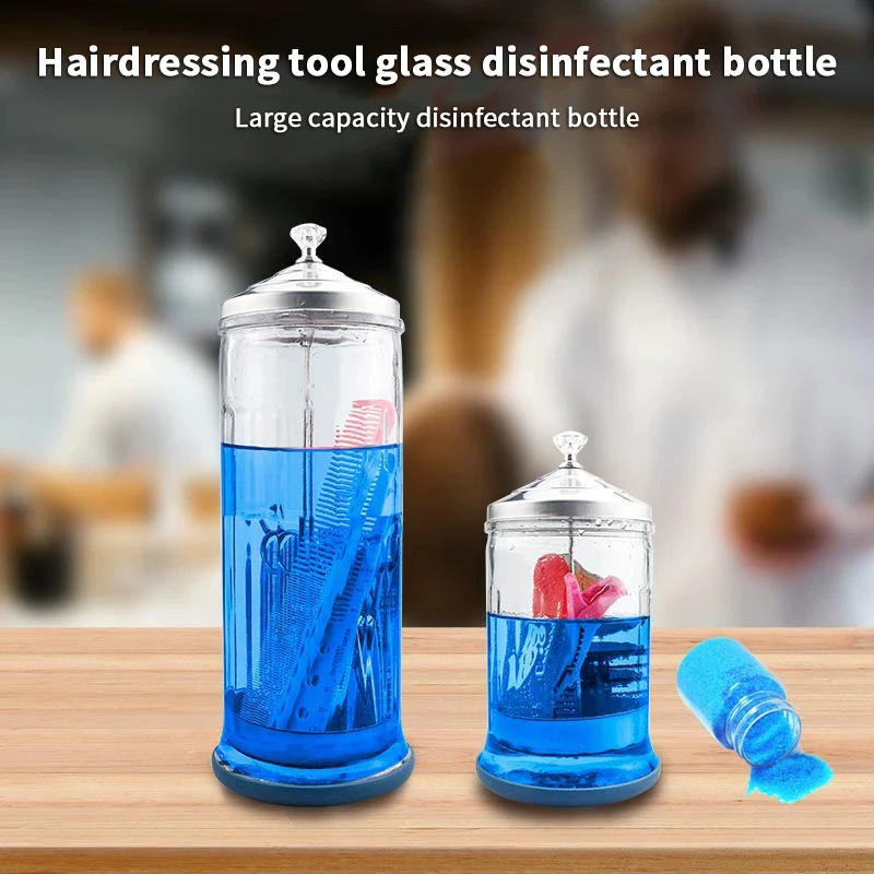 Barber Sanitizing Disinfection Sterilizer Jar Comb Sterilization Tank Barber Glass Cleaning Spa Eyelash Extensions Nail Tool
