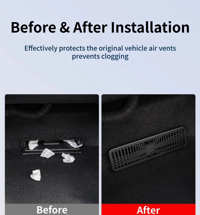 Car Under Seat Vent Cover Protector for Tesla Model YJuniper & YL 2025 2026, Rear Air Conditioner Outlet Grill Cover Accessories